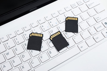sd memory cards on the keyboard