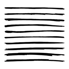 Fototapeta Hand drawn brush strokes. Black Straight vector lines. Textured Marker paint obraz