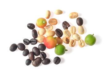 Coffee beans on white background