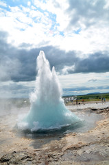 Geothermal geyser fountain in Iceland