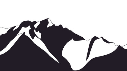 landscape mountains, silhouette, vector