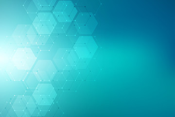 Vector medical background from hexagons. Geometric elements of design for modern communications, medicine, science and digital technology. Hexagon pattern background.