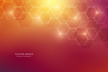 Abstract molecular structure and chemical elements. Medical, science and technology concept. Vector geometric background from hexagons.