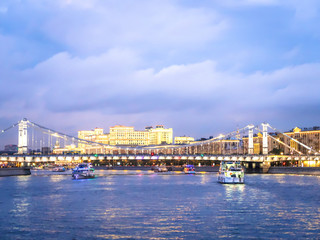 Fototapeta premium Krymsky Bridge or Crimean Bridge in Moscow, Russia.