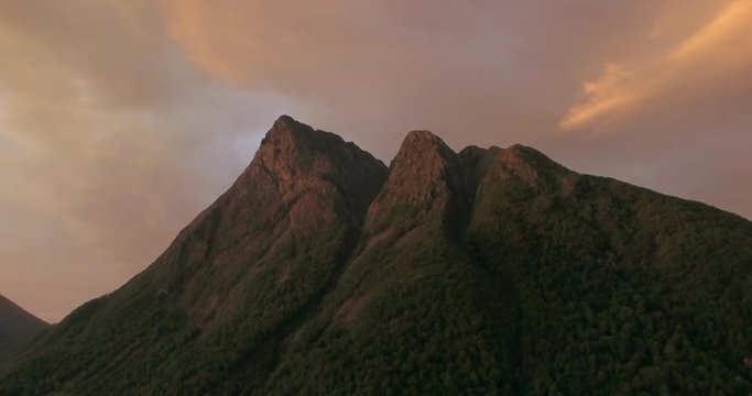 Liadalsnipa beautiful mountain in Orsta Sunnmore Norway. Filmed in 4k with drone. In sunset in the summer.