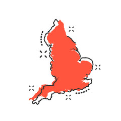 Vector cartoon England map icon in comic style. England sign illustration pictogram. Cartography map business splash effect concept.