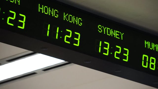 Digital world clock 5 zone pan view 2