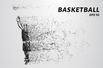 Fototapeta na wymiar Basketball of the particles. A basketball player consists of dots and circles.