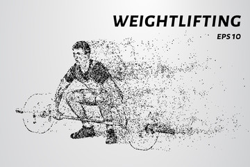 Naklejka premium Weightlifter of particles. Weightlifter is preparing to raise the bar.