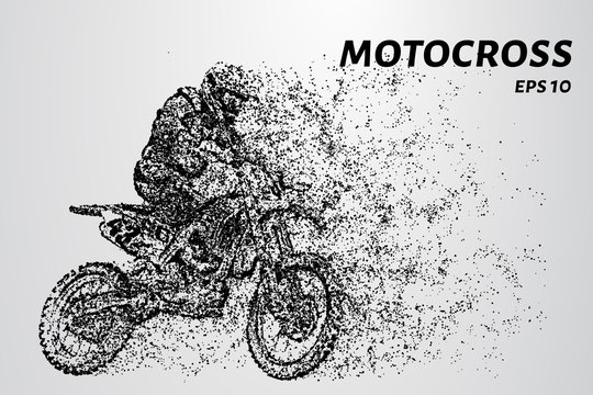Motocross particles. Motocross consists of circles and dots. Vector illustration.
