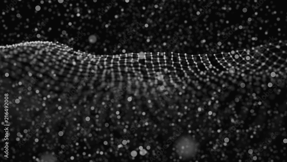 Poster abstract futuristic background. wave of particles. digital background.cyber or technology background