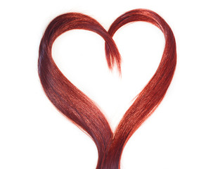 fire red hair with heart shape isolated