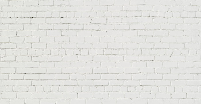 Panoramic White Brick Wall Background