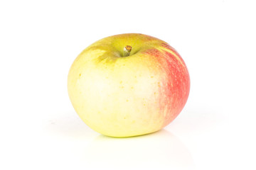 One whole fresh red apple james grieve variety isolated on white background