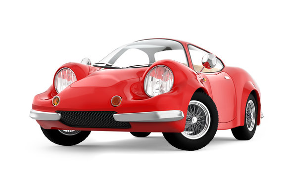 retro sport car cartoon 3d