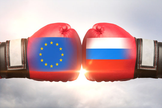 EU vs Russia concept