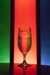 Glass backlit by lighted wall