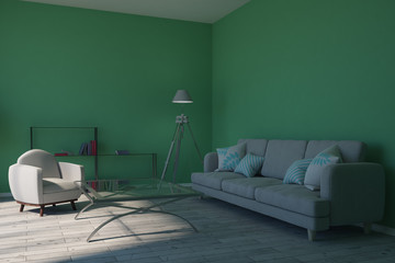 Modern green living room