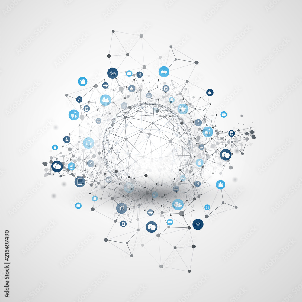 Poster internet of things, cloud computing design concept with icons - digital network connections, technol
