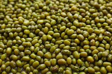 fresh muung beans on a white background