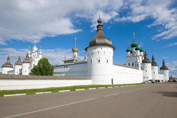 Fototapeta na wymiar Sunny July Day at the Kremlin of Rostov the Great. Golden ring of Russia