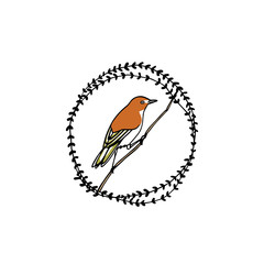 Hand drawn bird emblem