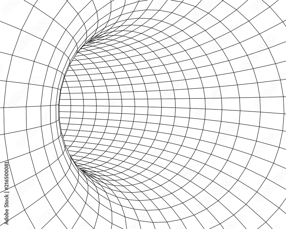 Poster 3d tunnel. vector abstract lines pattern. optical illusion.tunnel or wormhole.grid texture. vector i