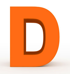 letter D 3d orange isolated on white