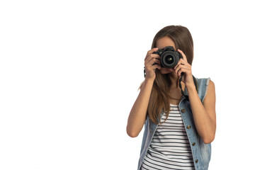 Portrait of a girl photographer