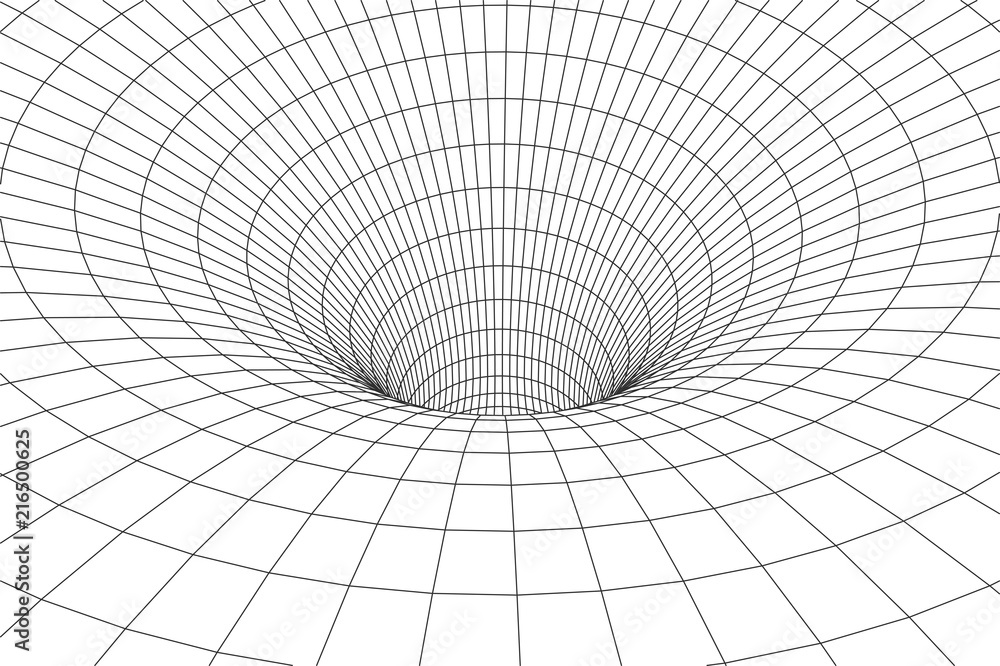 Poster 3d tunnel. vector abstract lines pattern. optical illusion.tunnel or wormhole.grid texture. vector i