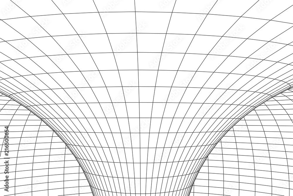 Poster 3d tunnel. vector abstract lines pattern. optical illusion. abstract wormhole science. grid. vector 