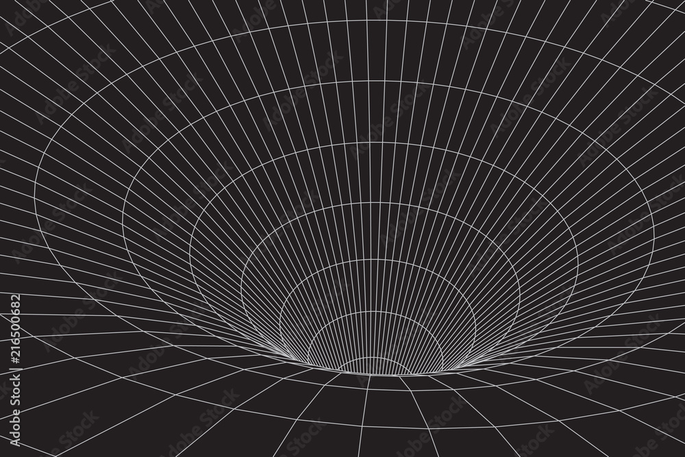 Poster 3d tunnel. vector abstract lines pattern. optical illusion.tunnel or wormhole.grid texture. vector i