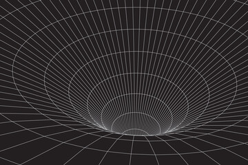 3D tunnel. Vector abstract lines pattern. Optical illusion.Tunnel or wormhole.Grid texture. Vector illustration
