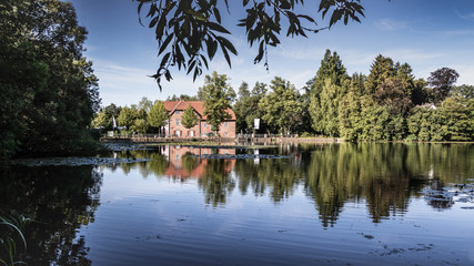 Pond M&uuml;hlenteich with the Trittau Water Mill