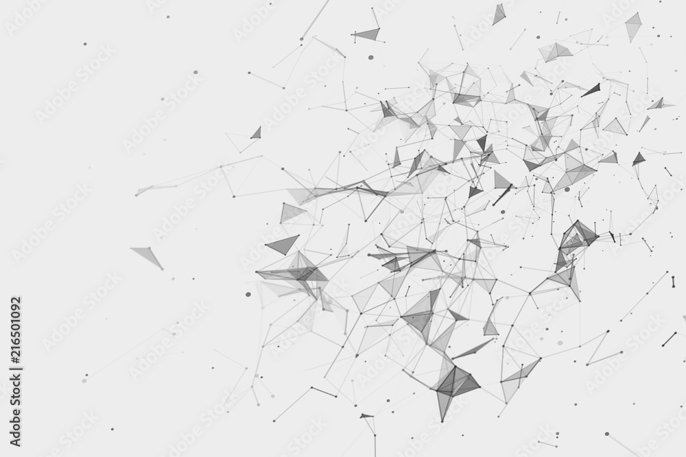 Poster plexus effect. white background.connecting dots and lines.abstract background polygonal.
