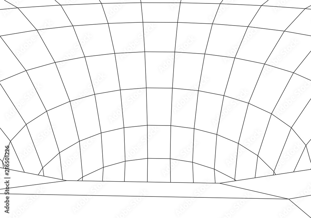 Poster 3d tunnel. vector abstract lines pattern. optical illusion. abstract wormhole science. grid. vector 