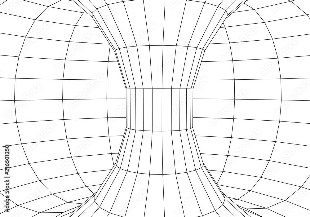 Poster 3d tunnel. vector abstract lines pattern. optical illusion.grid. vector illustration