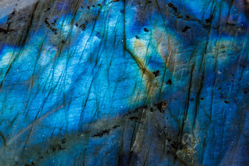 Macro mineral stone Labradorite on white background © Minakryn Ruslan 