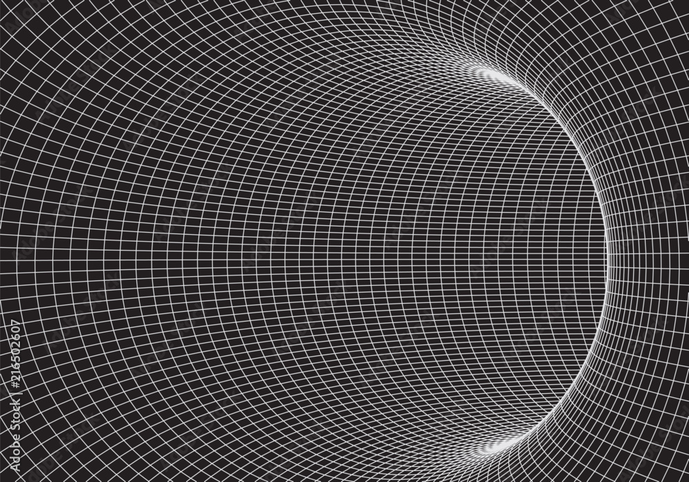 Poster tunnel or wormhole. 3d tunnel grid. 3d tube corridor. network cyber technology. background abstract 
