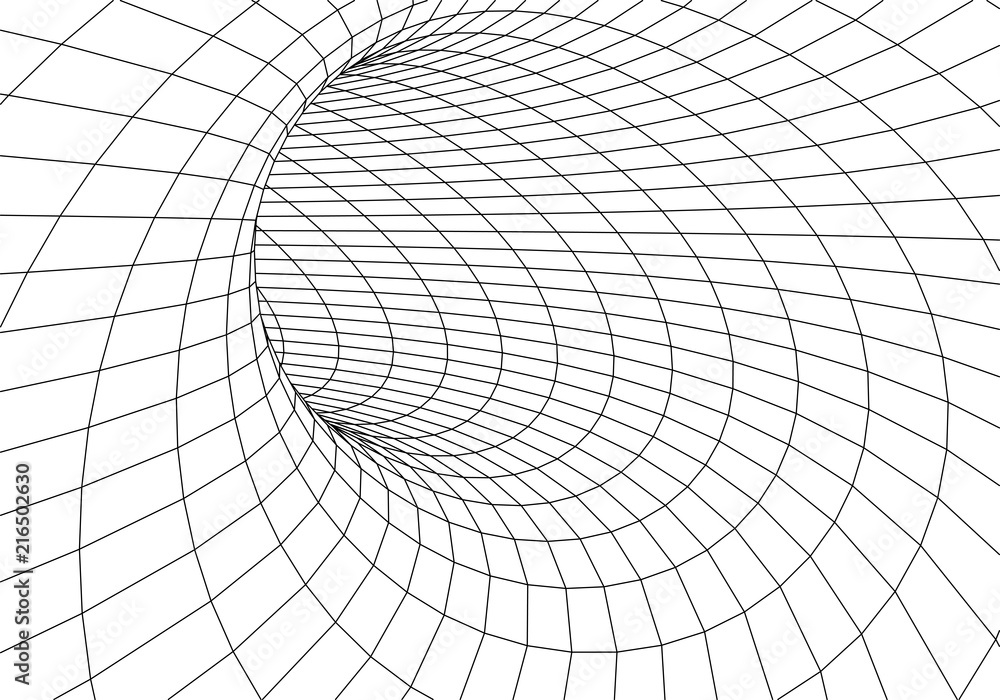 Poster tunnel or wormhole. 3d tunnel grid. 3d tube corridor. network cyber technology. background abstract 