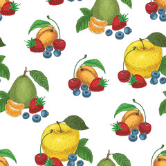 Fruits and Berries Seamless Pattern