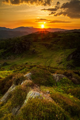 Obraz premium Wschód słońca na Holme Fell. Angielska Kraina Jezior.