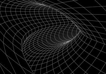 Naklejka premium Tunnel or wormhole. 3D tunnel. Grid texture. Abstract tunnel. 3D illustration tunnel