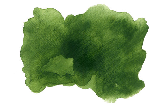 Green Color Watercolor Gouache On White Background