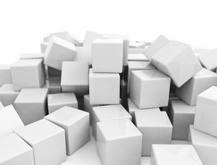 White building blocks on white background