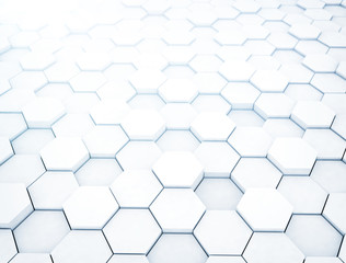 Naklejka premium White geometric hexagonal abstract background. 3d rendering