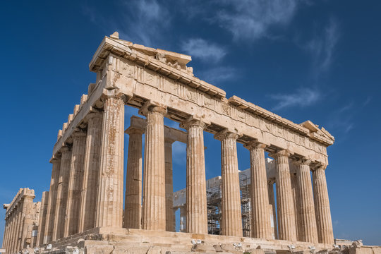 Columns of Parthenon temple in Acropolis, Athens.