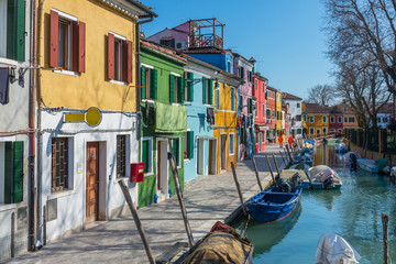 Fototapeta na wymiar Colorful houses in Burano, Venice, Italy.