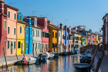 Fototapeta na wymiar Colorful houses in Burano, Venice, Italy.