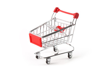Small supermarket cart, isolated on white